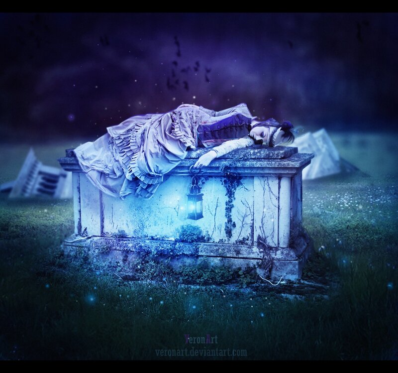Woman Sleeping on Tomb — Purple
