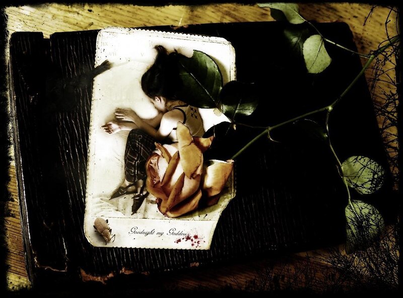 woman sleeping on vintage photo