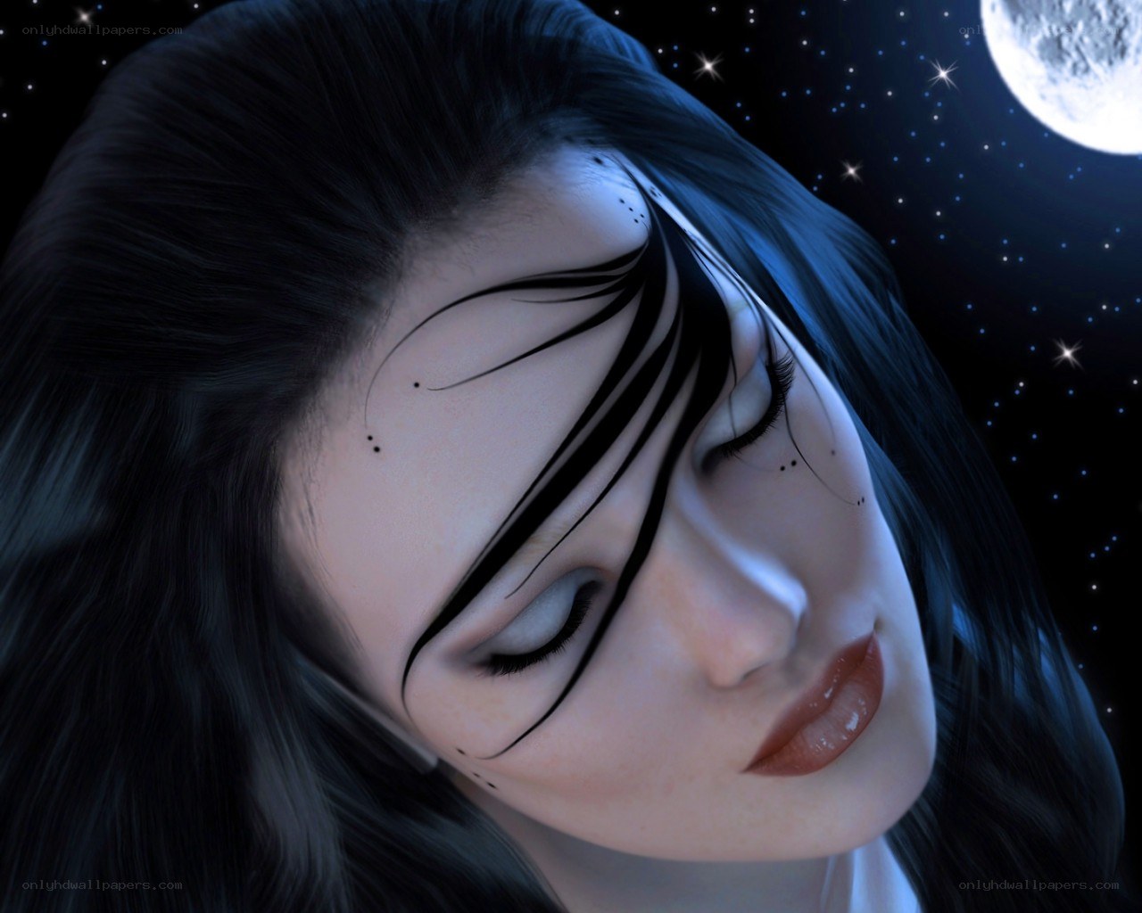 woman sleeping under moonlight