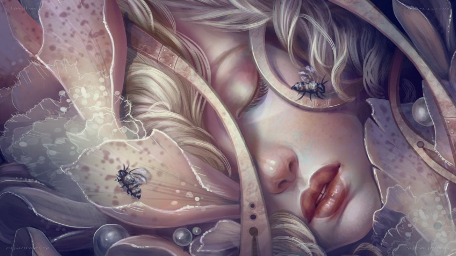woman sleeping with bees