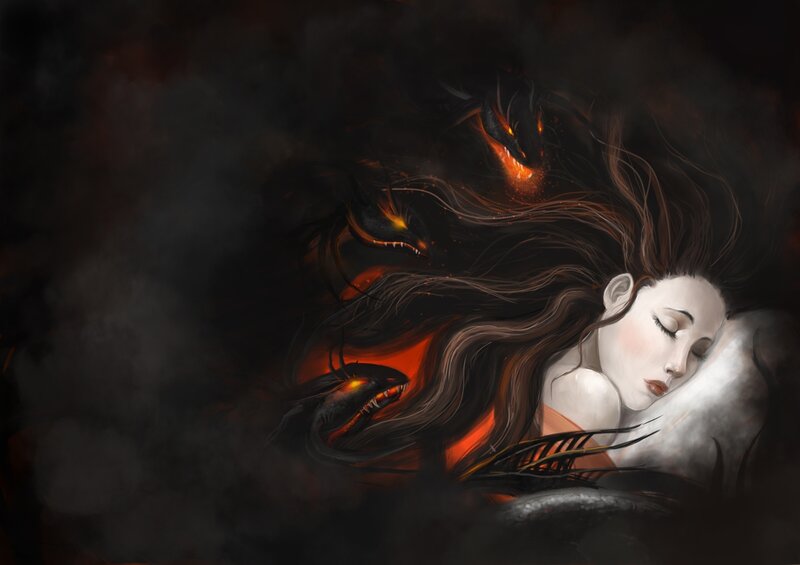 Woman Sleeping with Dragons