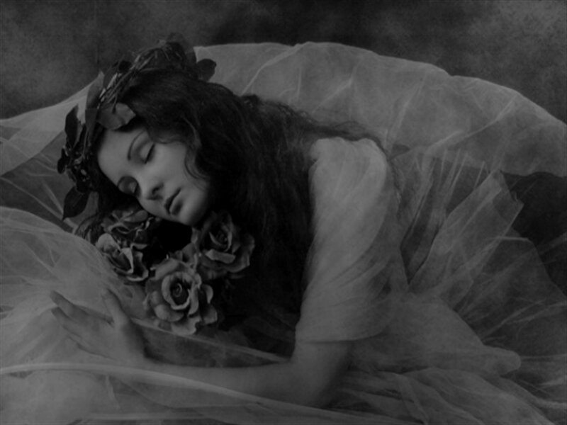 Woman Sleeping with Flowers — Black