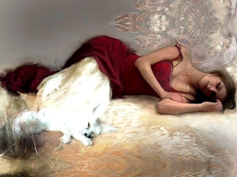 Woman Sleeping with Fox