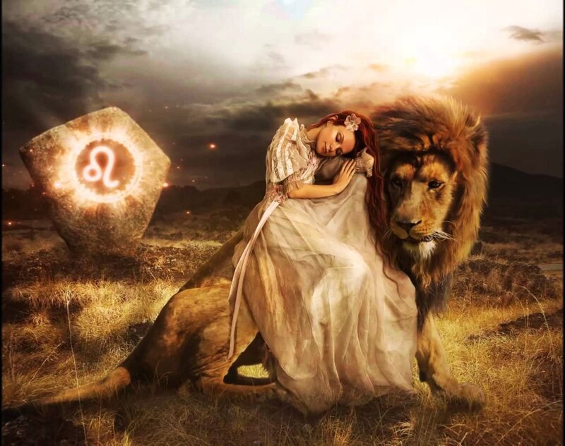 Woman Sleeping with Lion — Brown