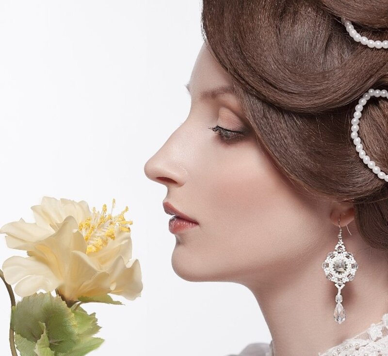 Woman Smelling Flower — White
