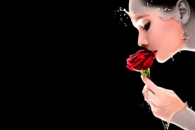 Woman Smelling Rose — Black
