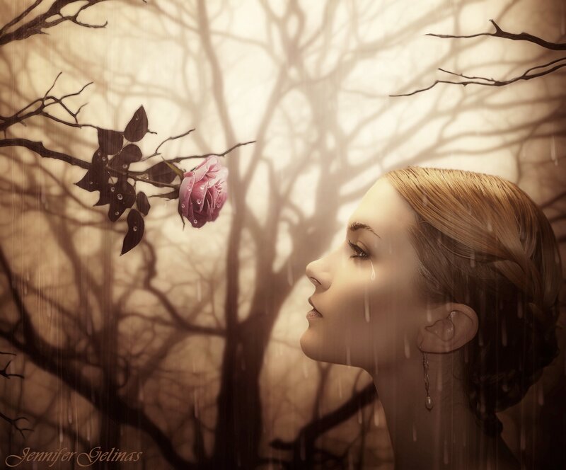 Woman Smelling Rose — Brown