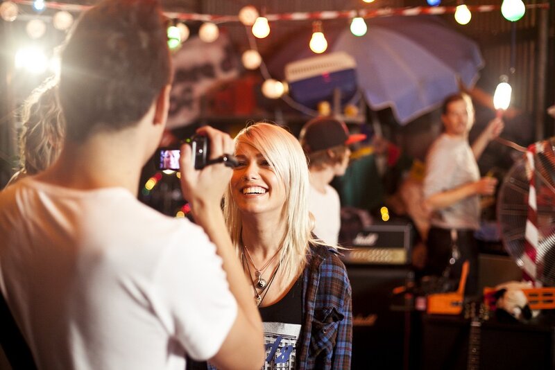 Woman smiling at camera at party