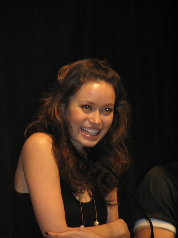 woman smiling at event