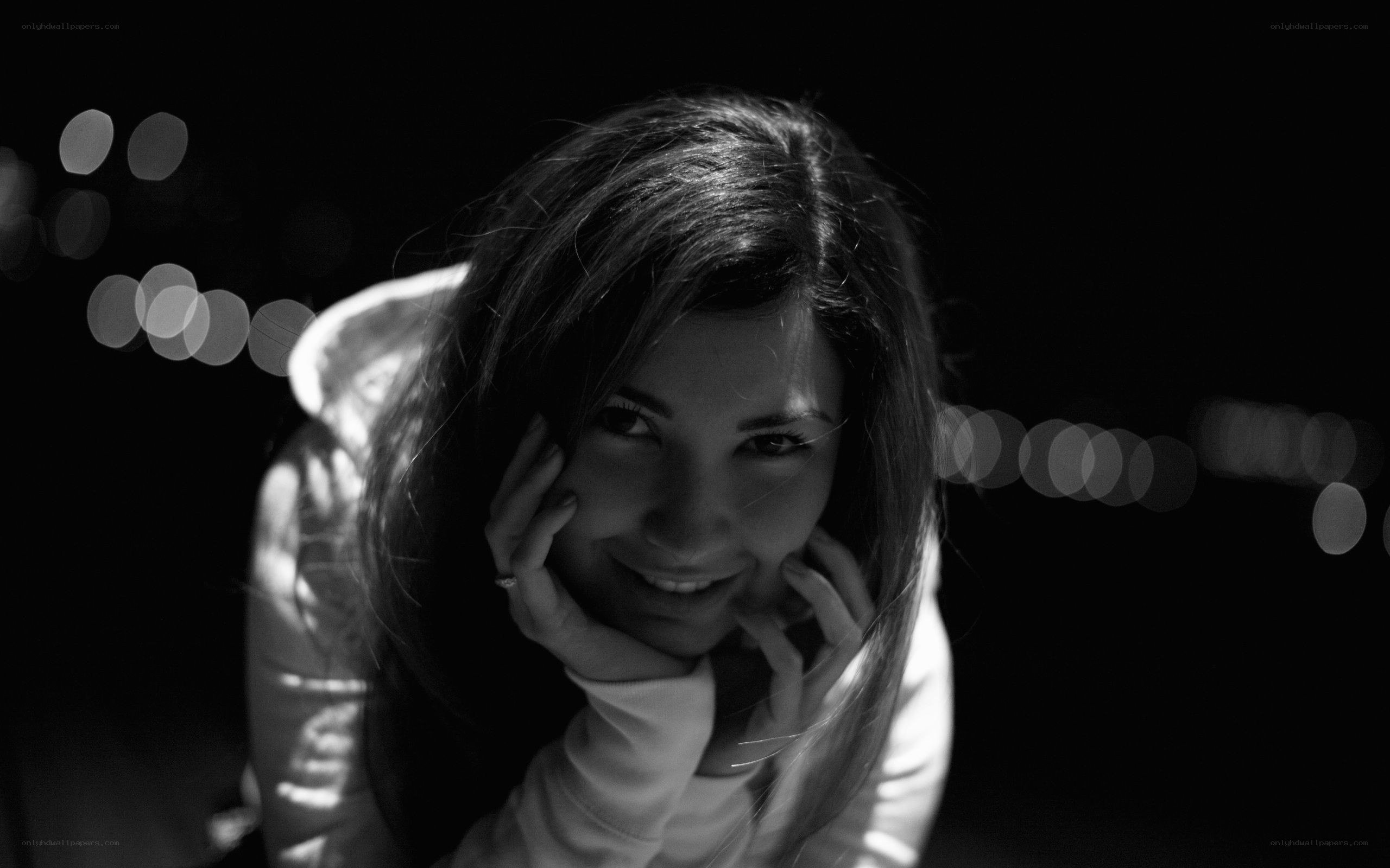 woman smiling at night