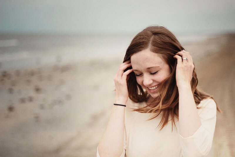 woman smiling at the beach