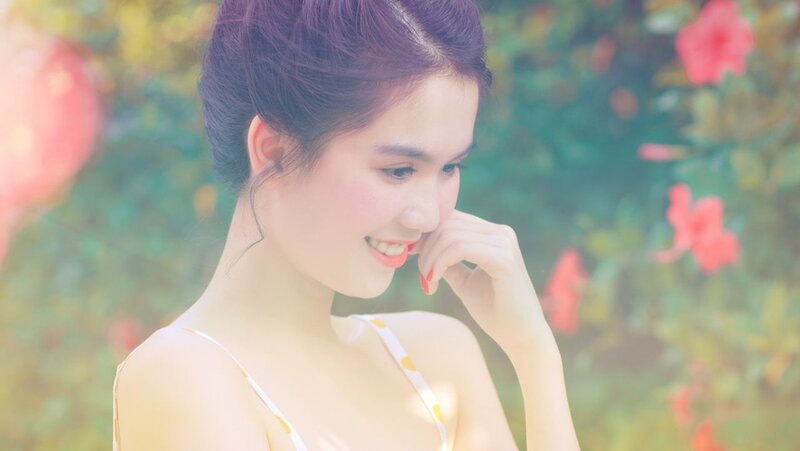 woman smiling in garden