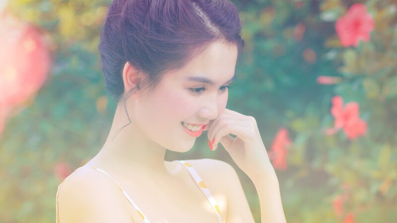woman smiling in garden