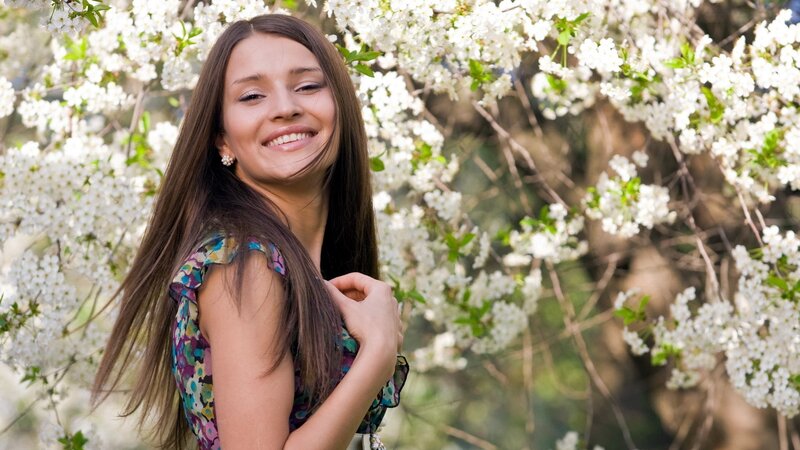 woman smiling in spring