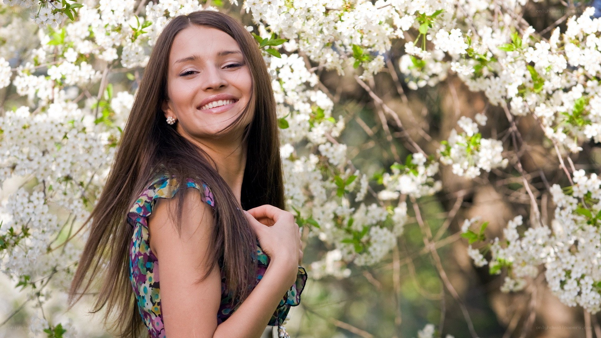 woman smiling in spring