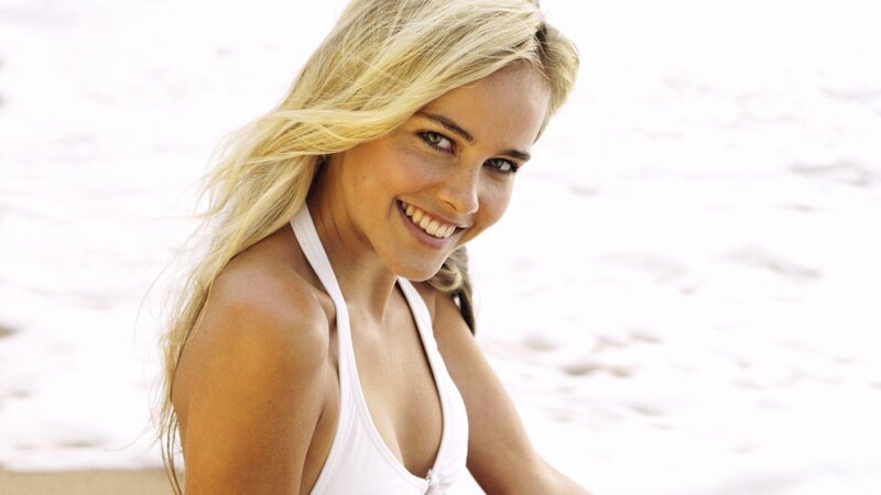 woman smiling on beach
