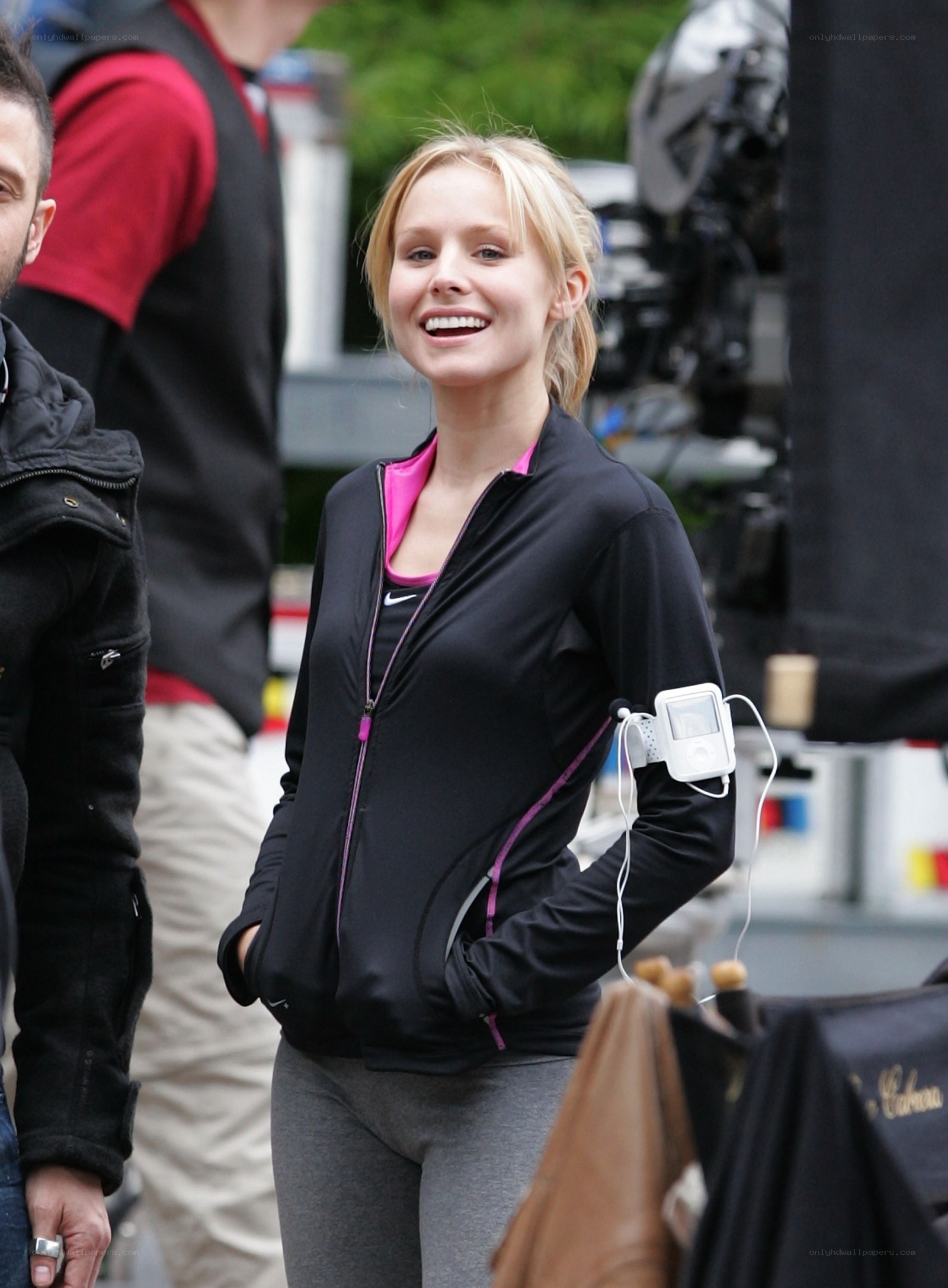 woman smiling on set