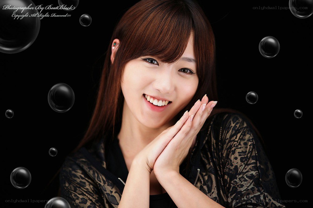 woman smiling with bubbles