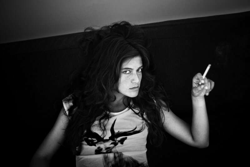 woman smoking a cigarette