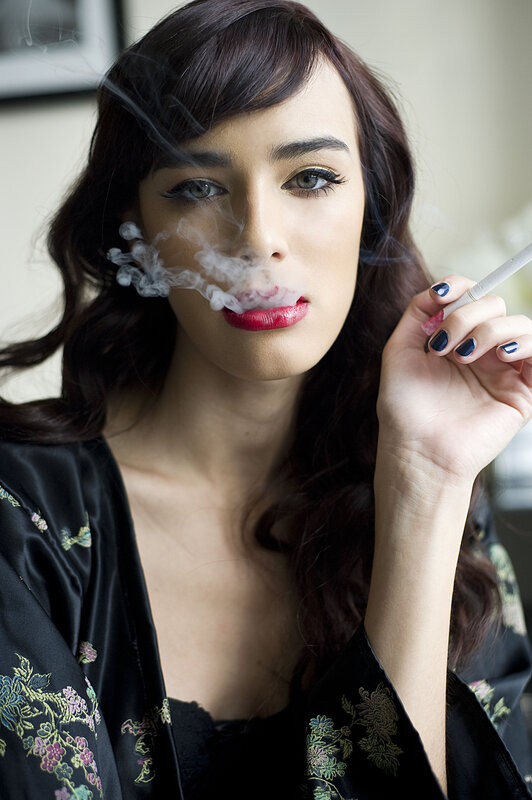 woman smoking a cigarette