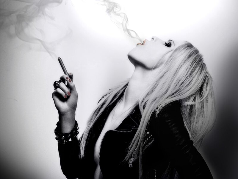 woman smoking a cigarette