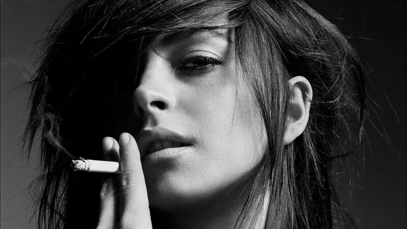 woman smoking a cigarette