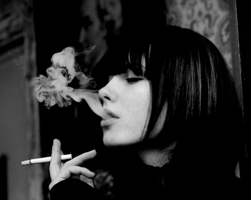 woman smoking a cigarette