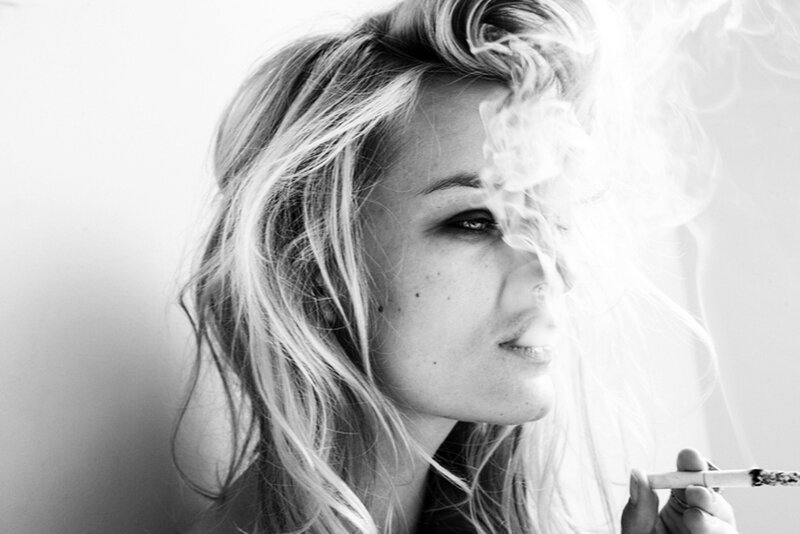 woman smoking a cigarette