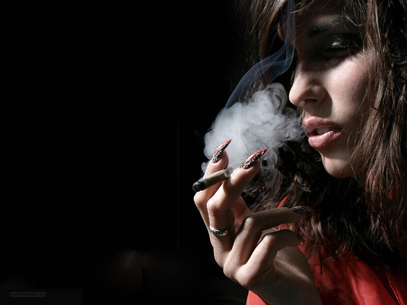 woman smoking a cigarette