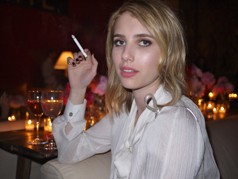woman smoking a cigarette
