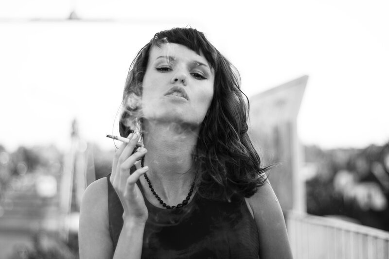 woman smoking a cigarette