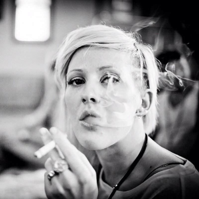 woman smoking a cigarette