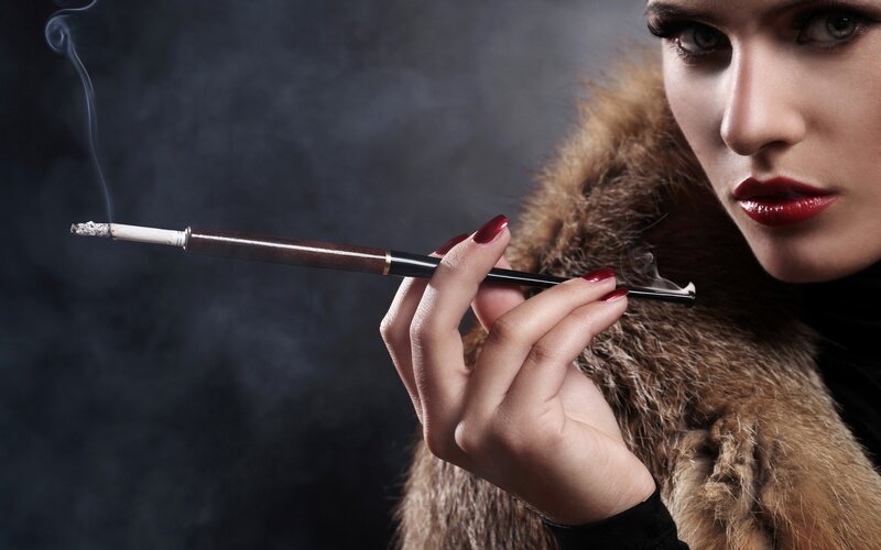 woman smoking a cigarette