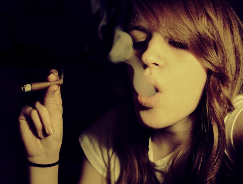 woman smoking a cigarette