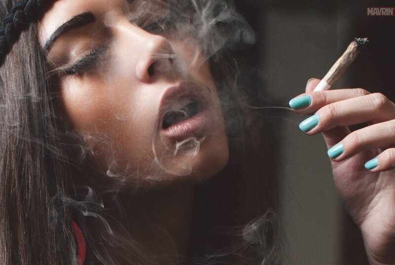 woman smoking a cigarette