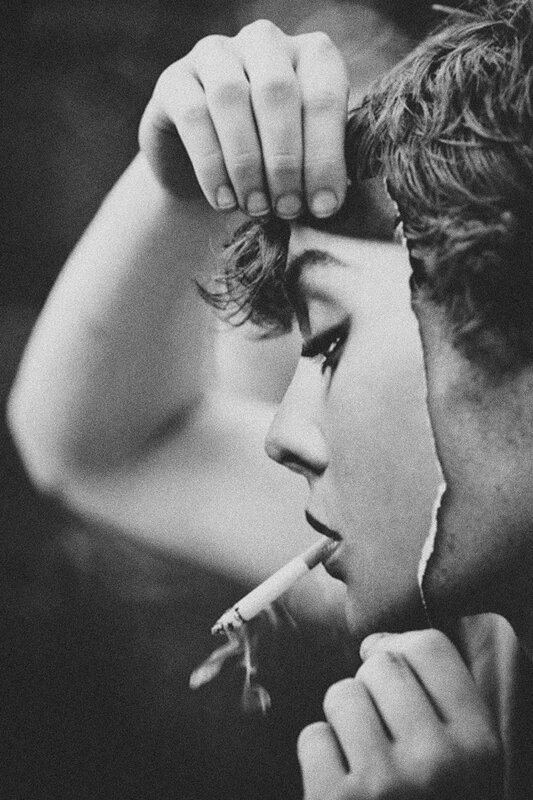 woman smoking a cigarette