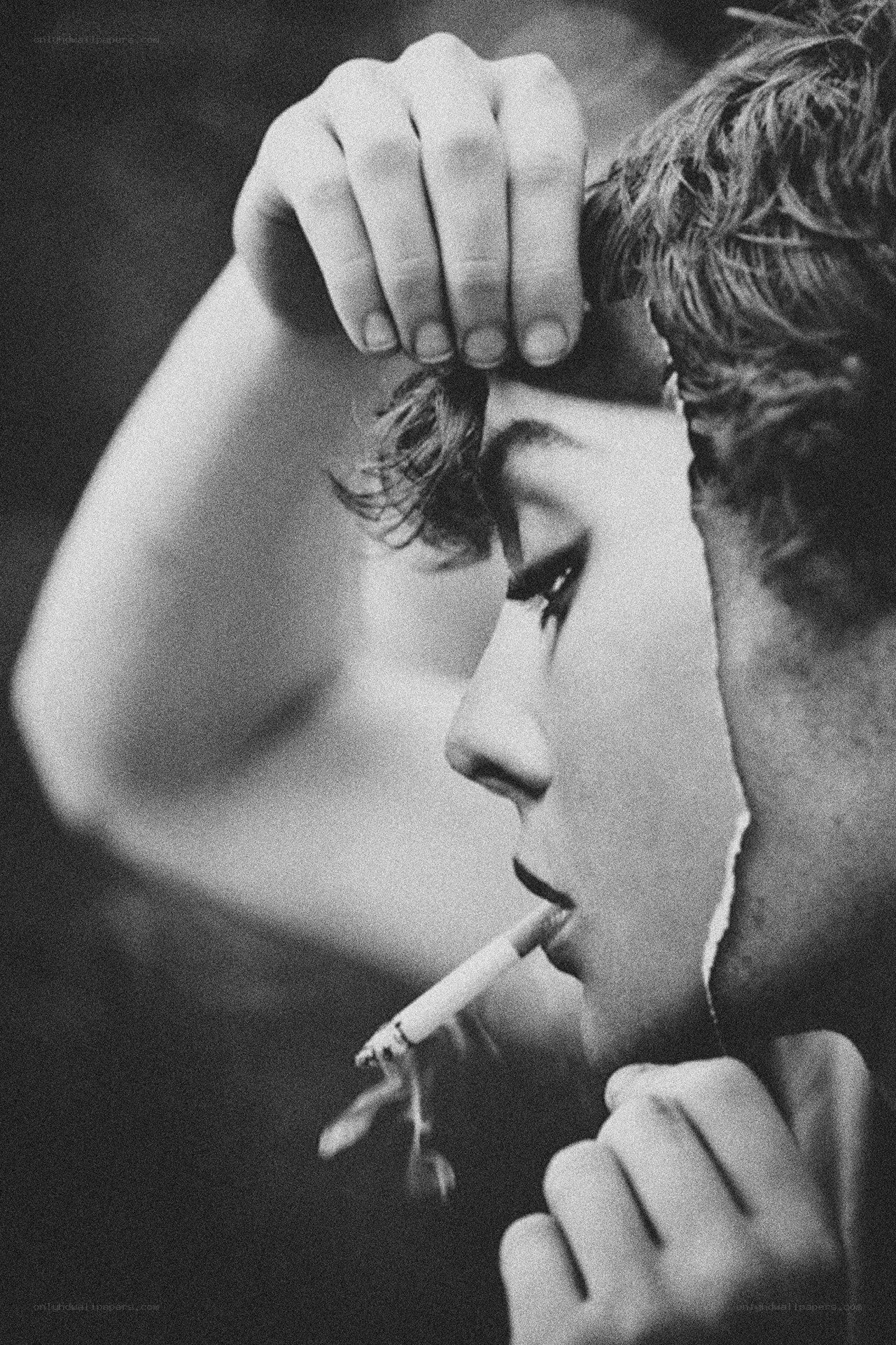 woman smoking a cigarette