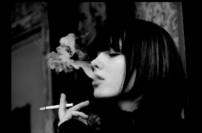 woman smoking a cigarette