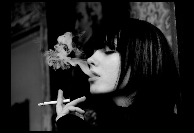 woman smoking a cigarette