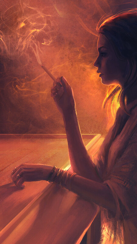 Woman Smoking a Cigarette — Orange