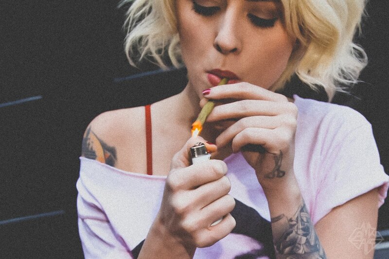 woman smoking a joint