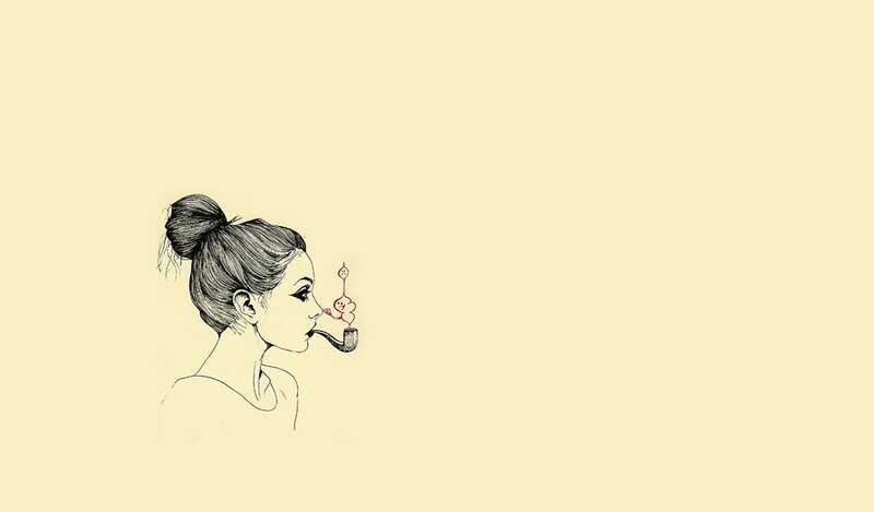 woman smoking a pipe