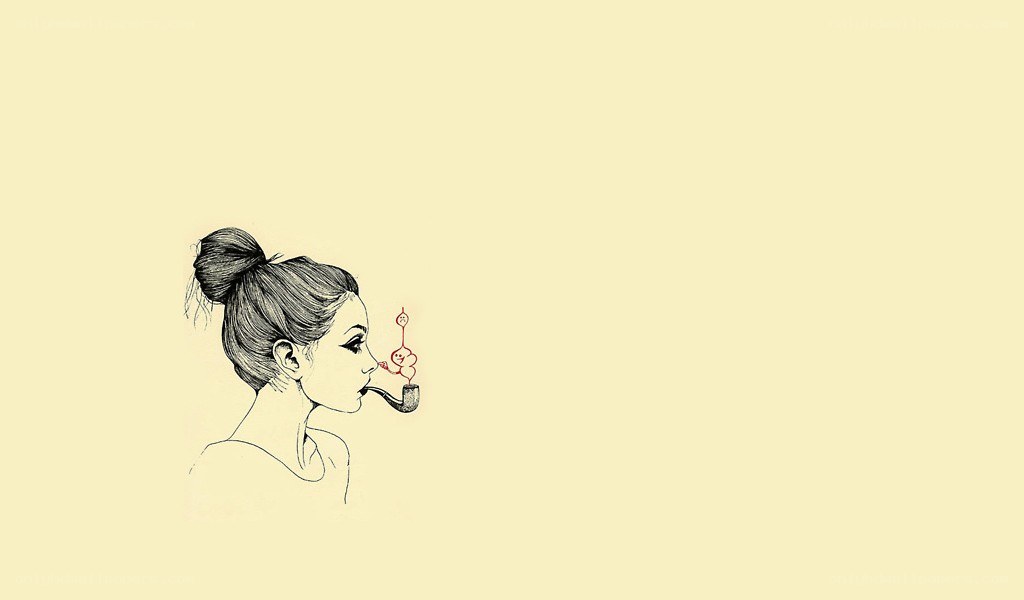 woman smoking a pipe