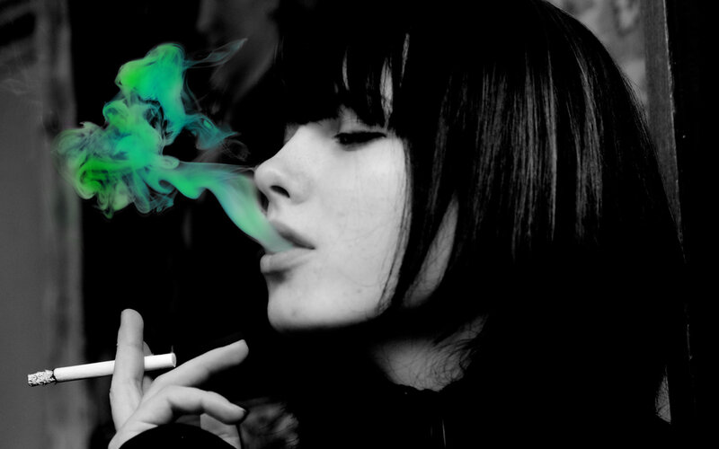 woman smoking cigarette