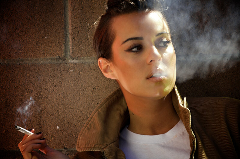 woman smoking cigarette