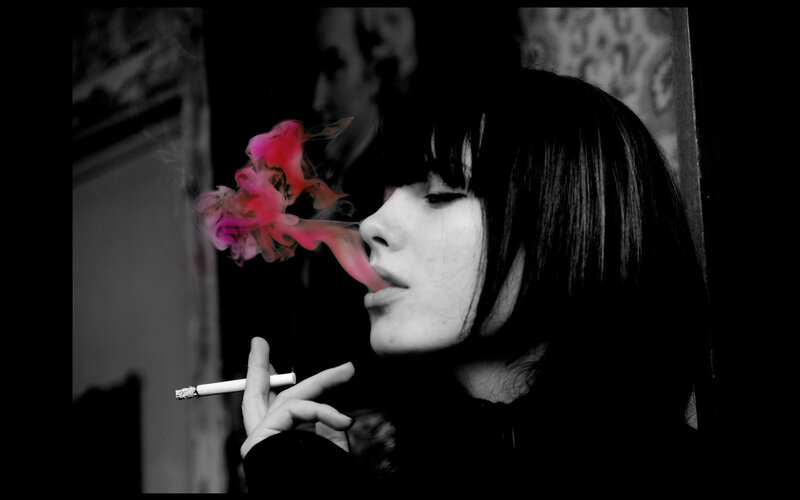 woman smoking cigarette