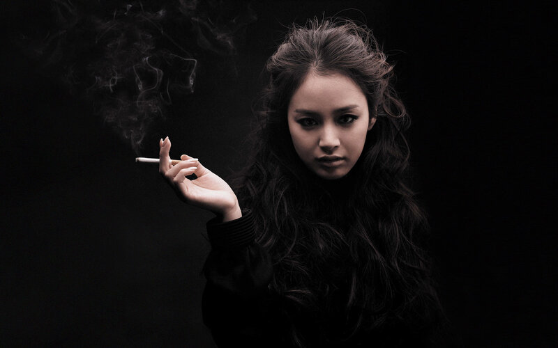 woman smoking cigarette