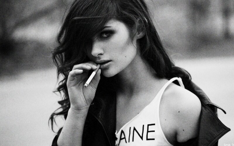 woman smoking cigarette