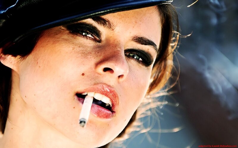 woman smoking cigarette