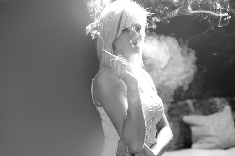 woman smoking cigarette